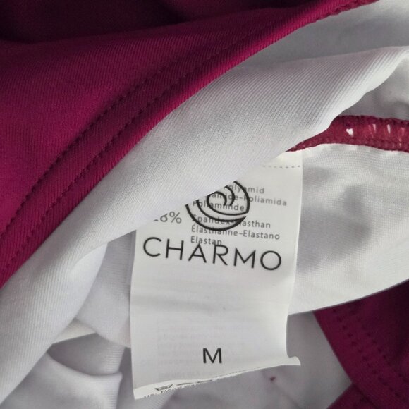 NWOT | Burgundy Tummy Control One Piece Bathing Suit Criss Cross Back | Medium - Picture 3 of 5